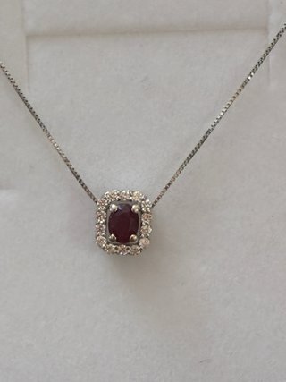 Collar Colgante oro 18k Ruby y Diamantes