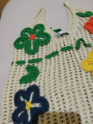 Top Crochet Flores Zara Talla Única