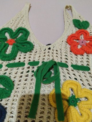 Top Crochet Flores Zara Talla Única