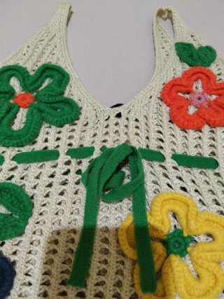 Top Crochet Flores Zara Talla Única