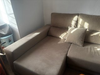 Sofá chaise longue beige tela