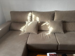 Sofá chaise longue beige tela