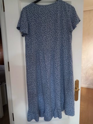 Vestido azul lunares blancos talla XL