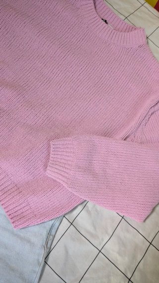 Jersey H&M rosa punto manga abullonada