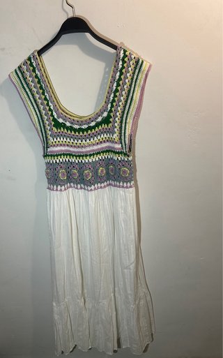 Vestido Verano Crochet Blanco Zara Talla L