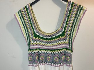 Vestido Verano Crochet Blanco Zara Talla L