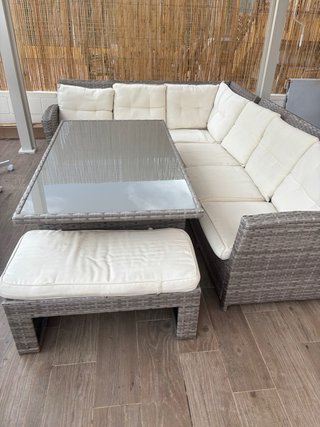 Conjunto Muebles Jardín Ratán y Cristal