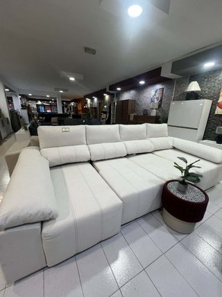 Sofá Cama Chaise Longue Beige DOBLE CHELONG Y ARCO