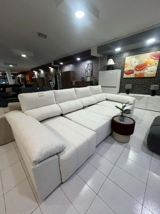 Sofá Cama Chaise Longue Beige DOBLE CHELONG Y ARCO