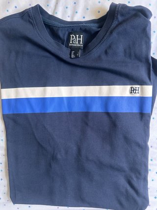 Camiseta Pedro del Hierro Azul y Blanca Talla L