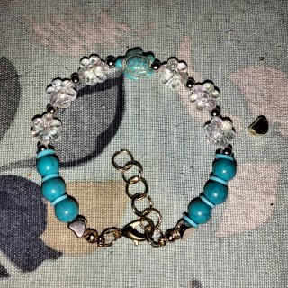 Braccialetto Tartaruga Fiori Azzurro Oro
