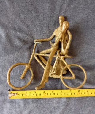 Escultura Latón Pareja Bicicleta Vintage