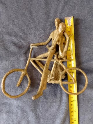 Escultura Latón Pareja Bicicleta Vintage