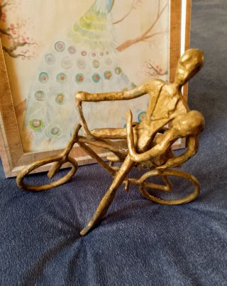 Escultura Latón Pareja Bicicleta Vintage