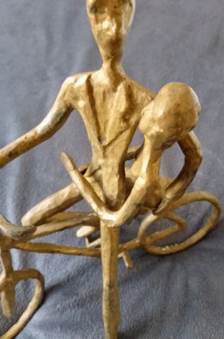 Escultura Latón Pareja Bicicleta Vintage