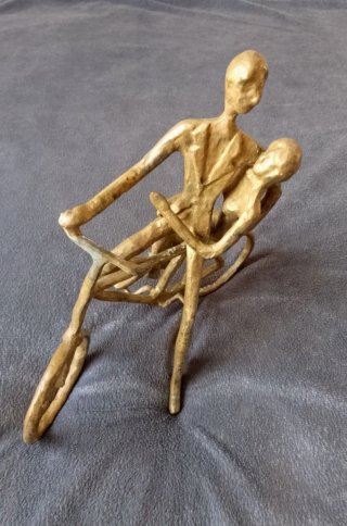 Escultura Latón Pareja Bicicleta Vintage