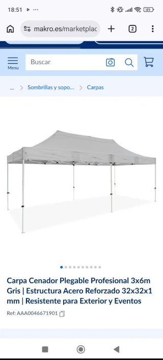 Carpa Cenador Plegable Profesional 3x6m blanca