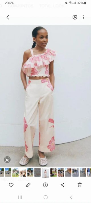Conjunto Zara Niña Flores Rosa y Blanco.