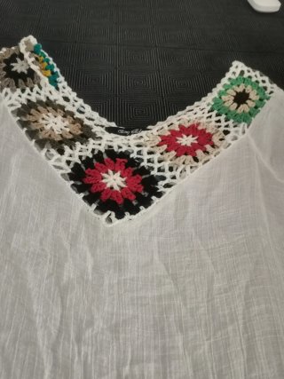 Vestido playero crochet blanco y multicolor