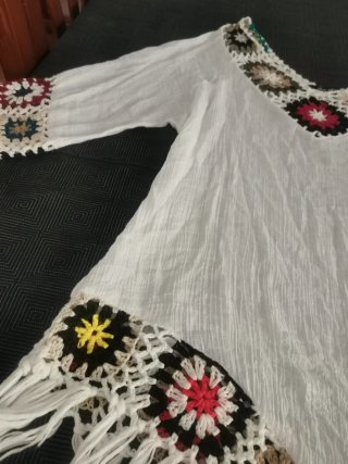 Vestido playero crochet blanco y multicolor