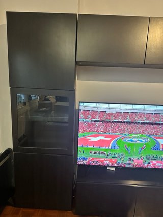 Mueble de salón modular negro y marrón