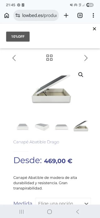 Canapé abatible 150x190