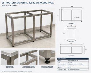 Estructura Acero Inox 40x40 Base Acuario