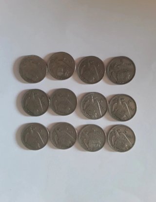 Lote 12 Monedas 5 Pts 1957 ⭐️58, 62 y 63