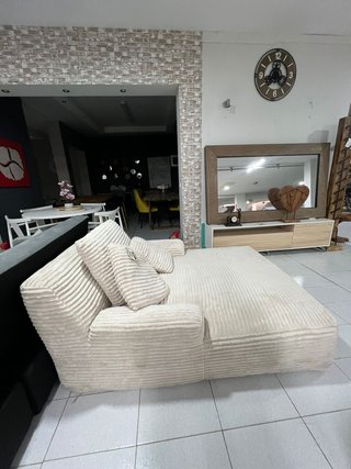 Sofá Chaise Longue Beige Espuma Comprimida