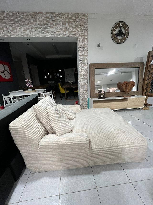 Sofá Chaise Longue Beige Espuma Comprimida