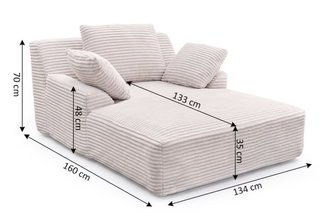 Sofá Chaise Longue Beige Espuma Comprimida