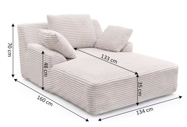 Sofá Chaise Longue Beige Espuma Comprimida