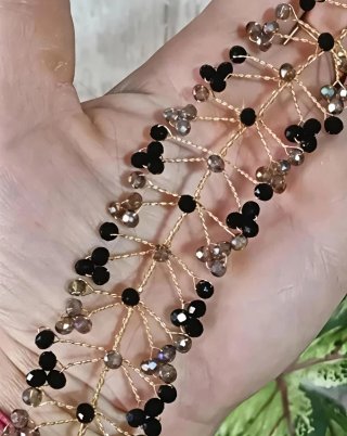 Collar choker cristal dorado negro gris