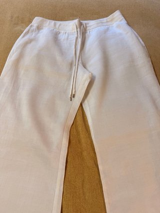 Pantalón lino Mango blanco