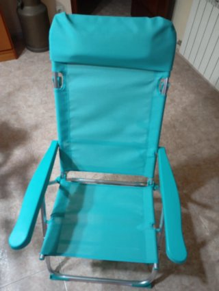 Silla Playa Reclinable Azul y aluminio.