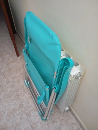 Silla Playa Reclinable Azul y aluminio.