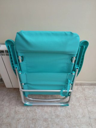 Silla Playa Reclinable Azul y aluminio.