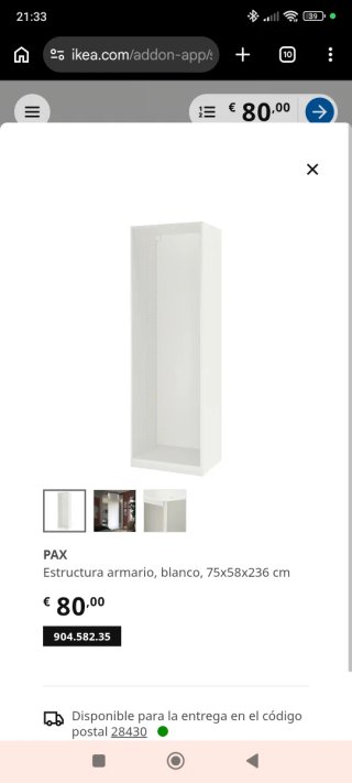 Armario PAX Ikea Blanco en su caja