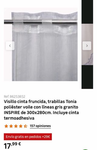 Cortinas INSPIRE Tonia Voile Gris
