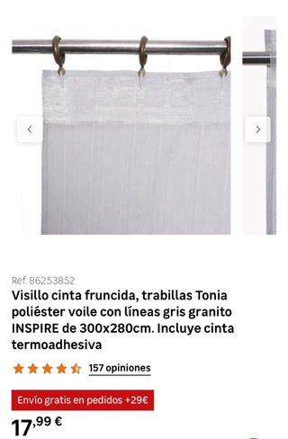 Cortinas INSPIRE Tonia Voile Gris