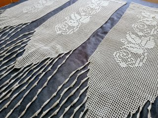 3 Cortinas Ganchillo Plantas Gris