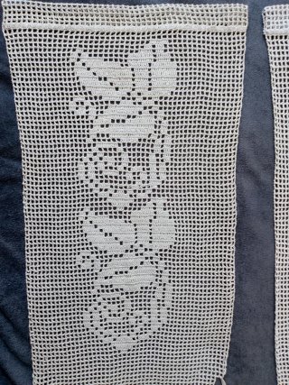 3 Cortinas Ganchillo Plantas Gris