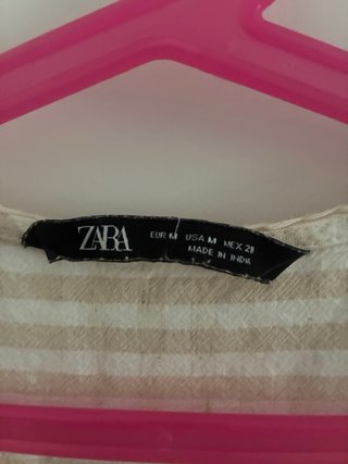 Vestido midi lino Zara beige