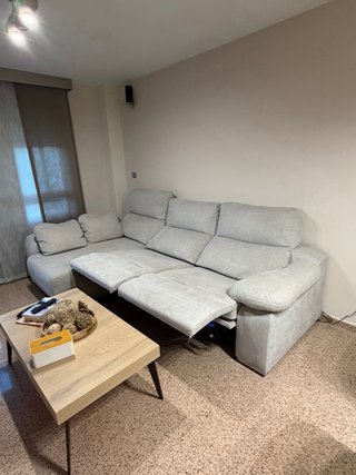 Sofá modular tela beige y gris eléctrico