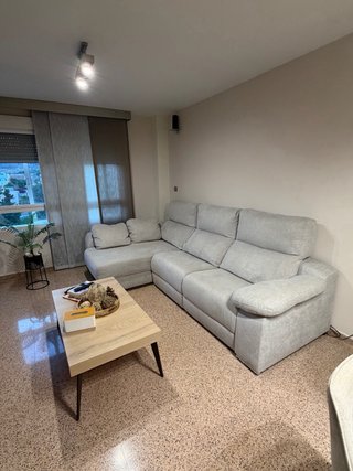 Sofá modular tela beige y gris eléctrico