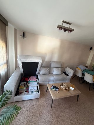 Sofá modular tela beige y gris eléctrico