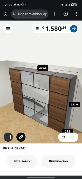 Armario Pax Ikea 2 meses de uso. Vendo por mudanza