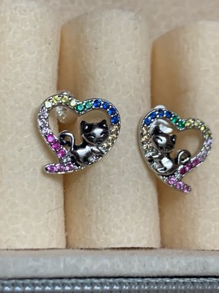 Pendientes Corazón Plata Multicolor