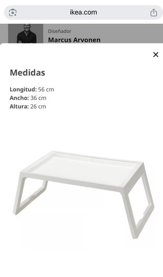 KLIPSK Bandeja de cama blanca IKEA