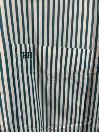 Camisa Pedro del Hierro,Rayas Verde y Blanca. XXL